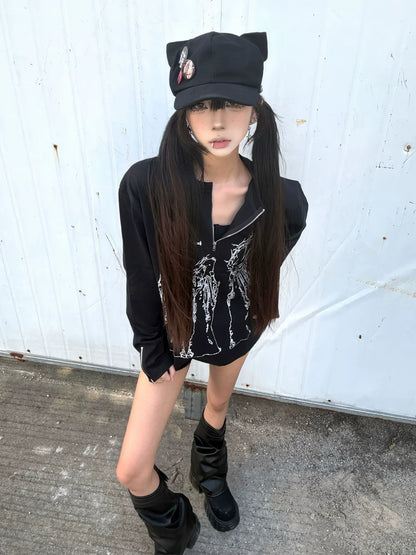 Visual Kei Cross Half Zip Tee