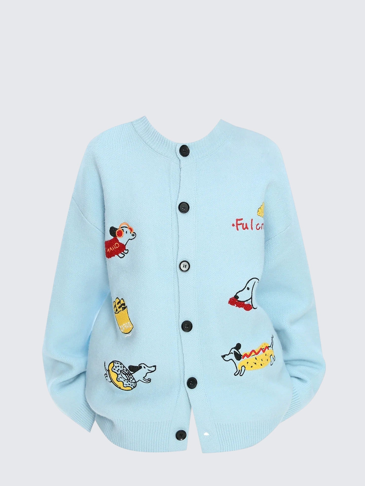 Vintage Dachshund Intarsia Knit Cardigan