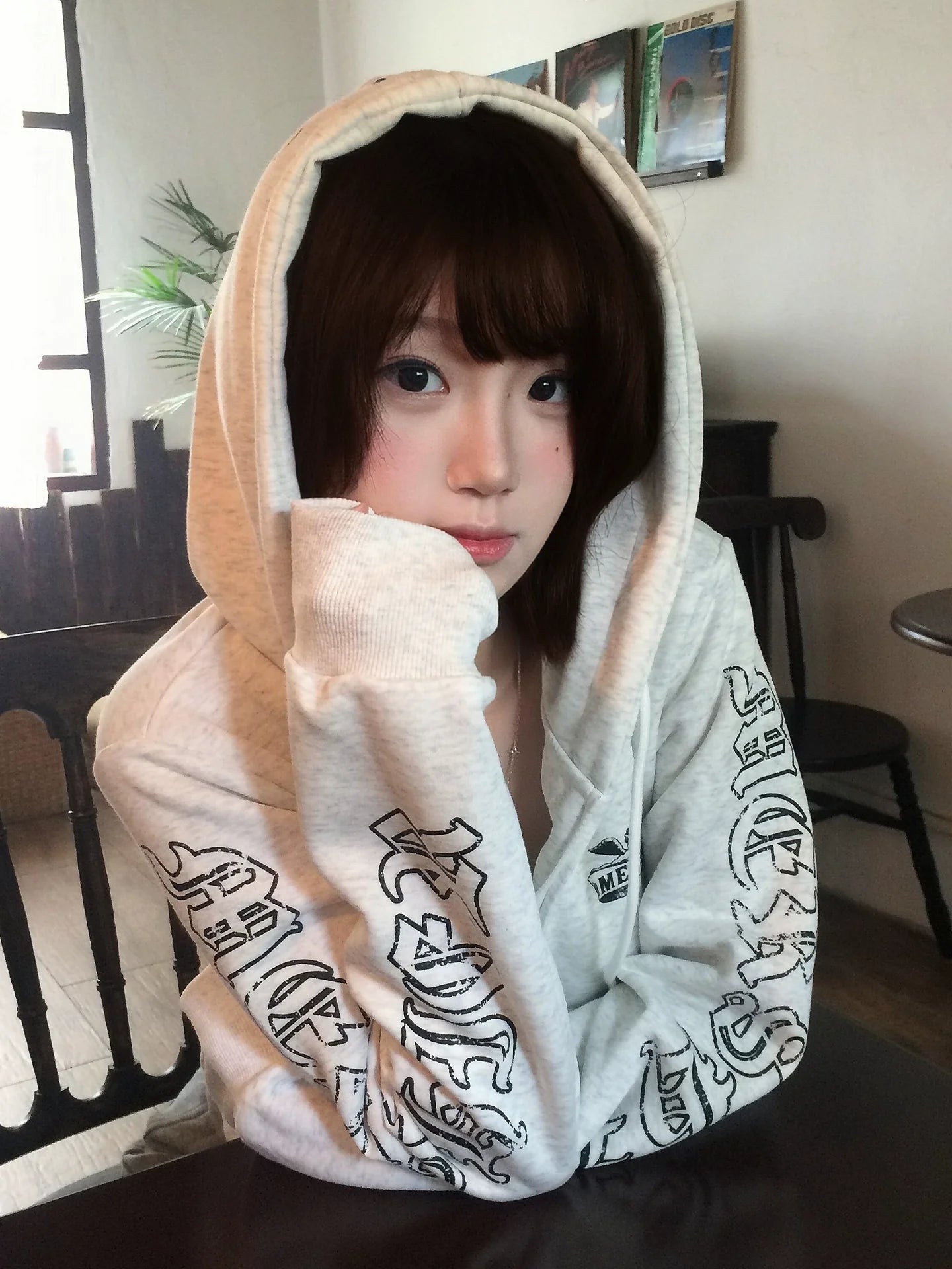 American Letter Print Zip Hoodie Cropped Vintage Sweatshirt Jacket