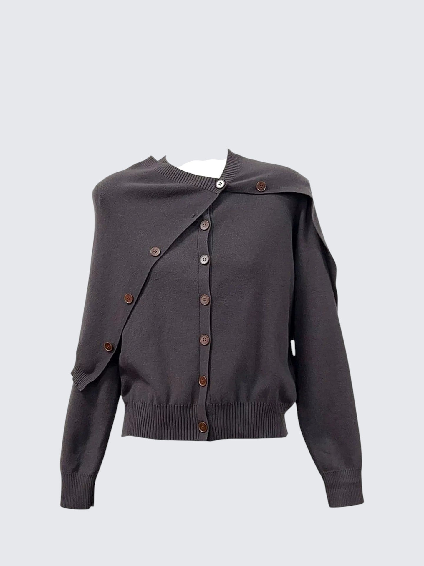 Korean Round Neck Knit Cardigan Set