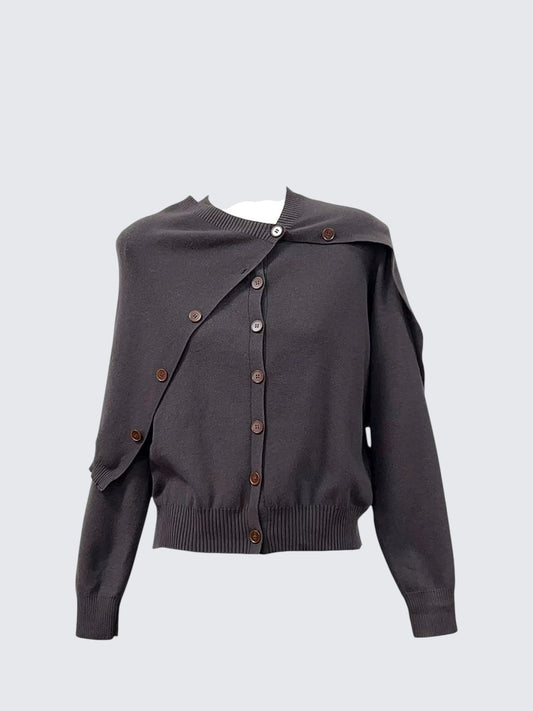 Korean Round Neck Knit Cardigan Set