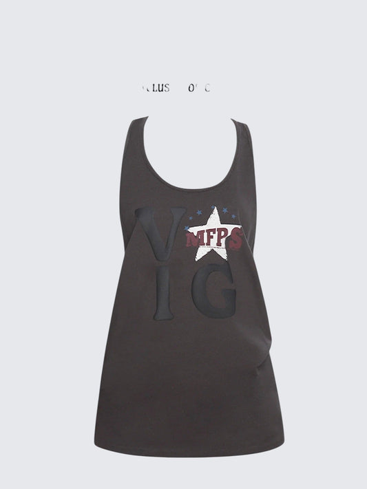 Vintage Print Sleeveless Vest