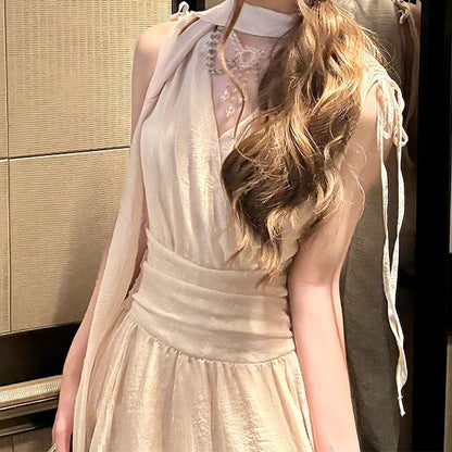 French Waist Figure-Flattering Long Gown Dress