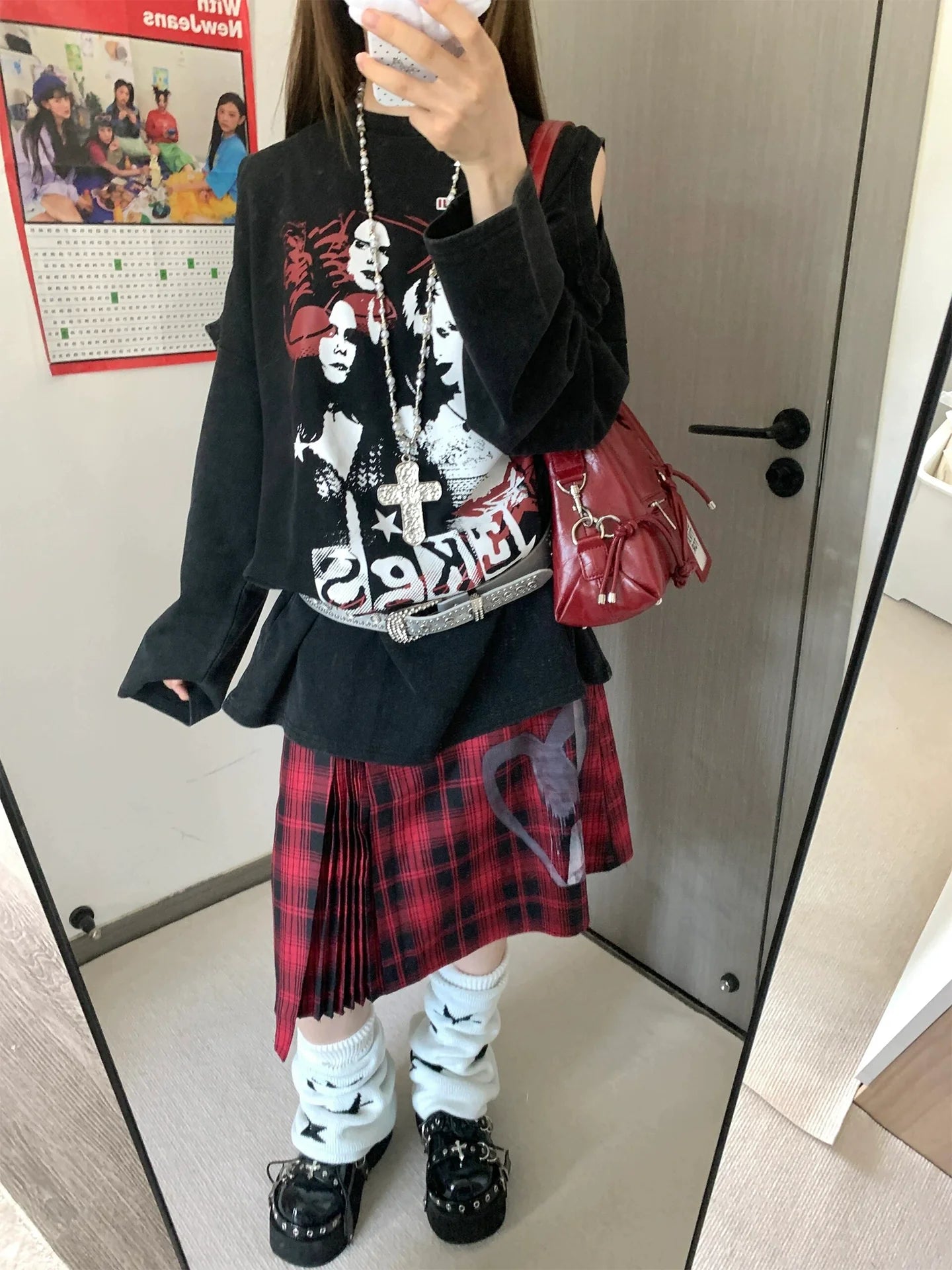 Punk Washed Convertible Long Sleeve Tee Detachable Tank Top Design