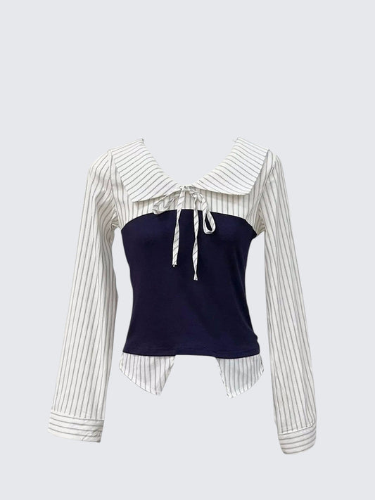 Stripe Collar Shirt Women