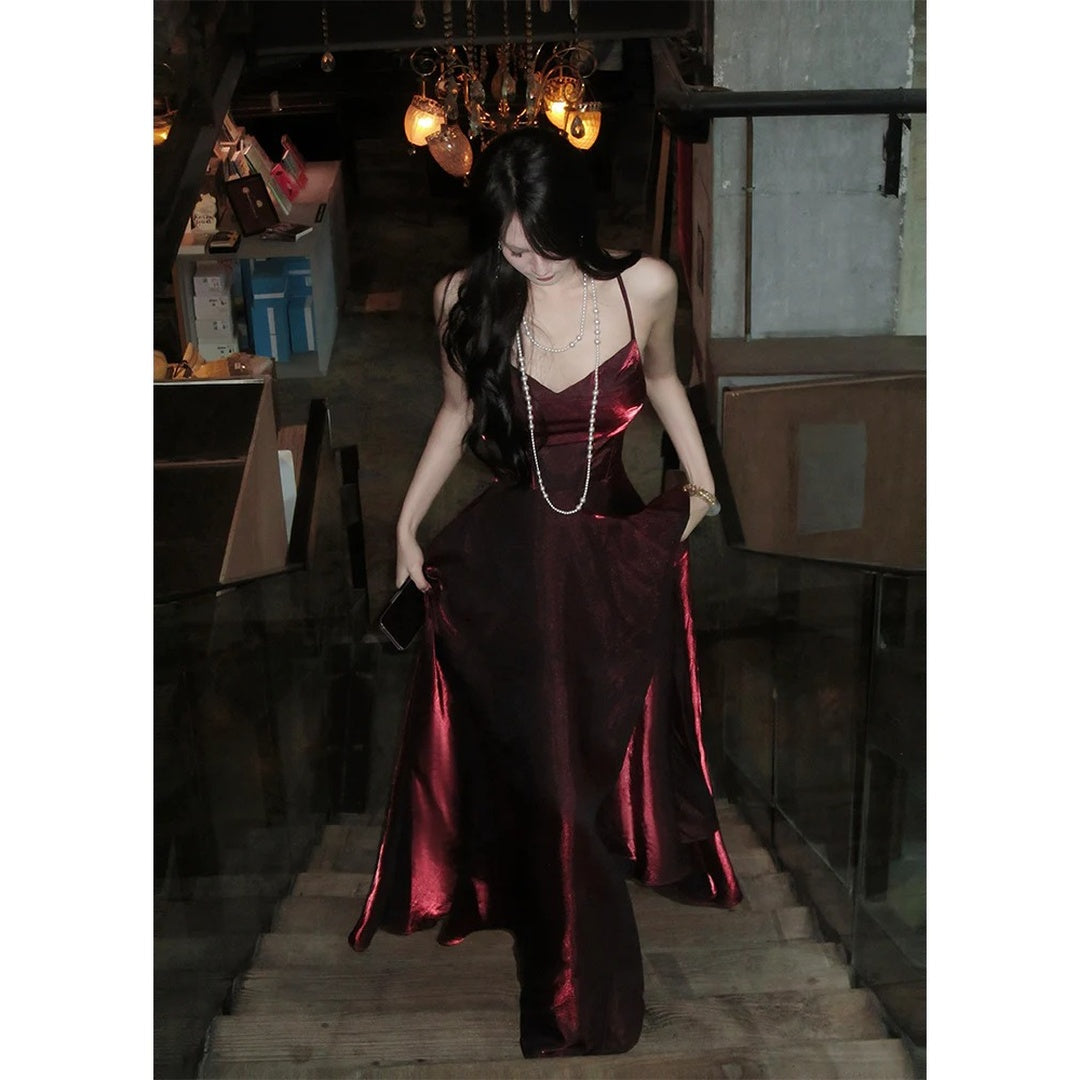 Red Fishtail Waist Gown Prom Dress