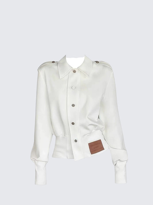 Retro Ribbed Hem Zip Jacket Women