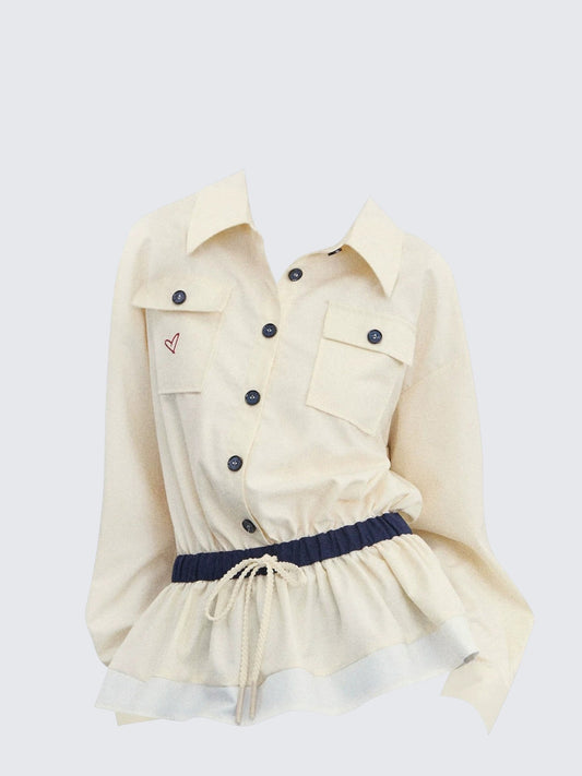 Korean Heart Embroidered Shirt