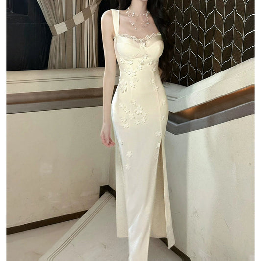 French 3D Flower Mermaid Gown Dress