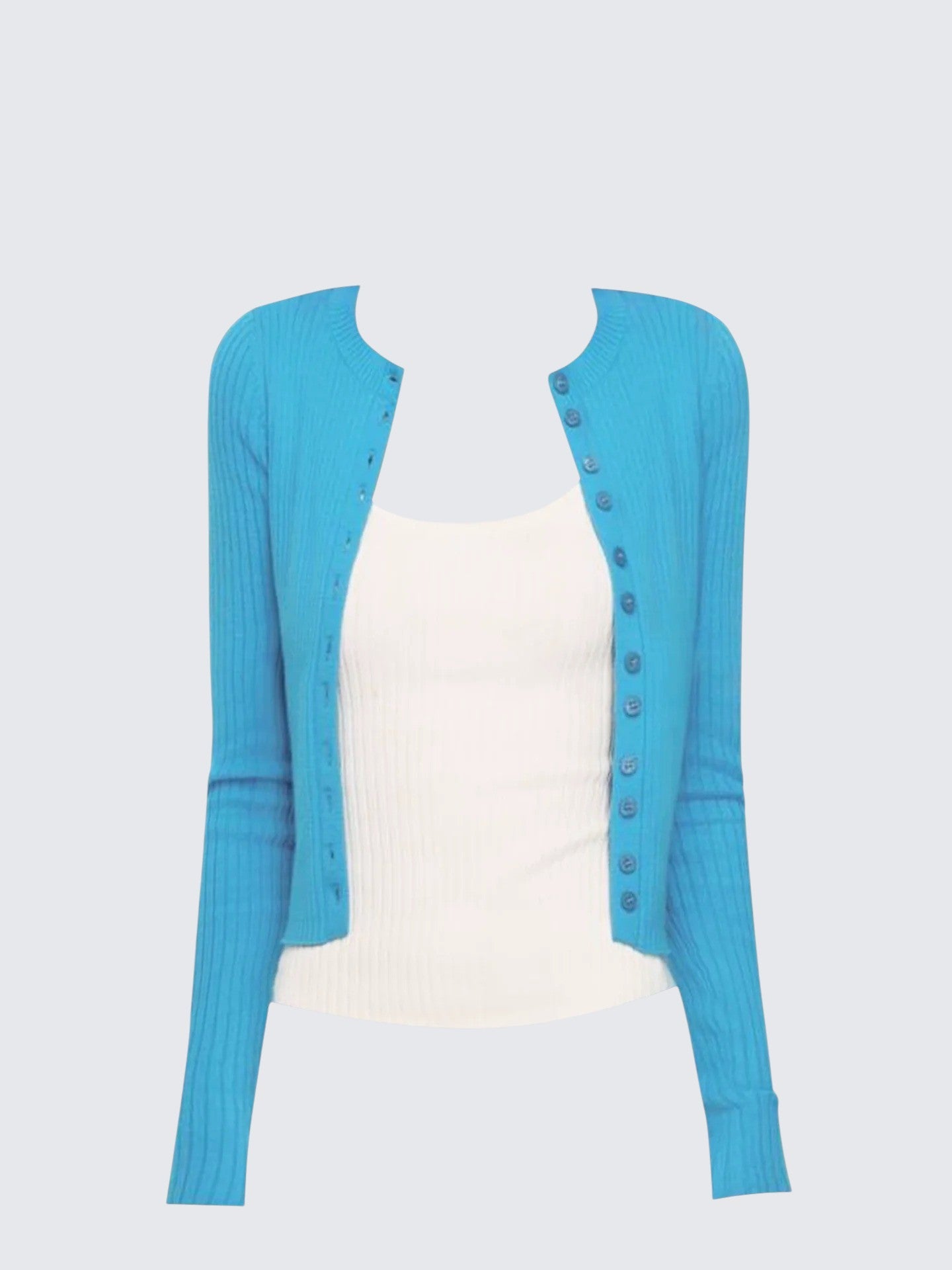 Dopamine Blue Knit Cardigan & Tank Set