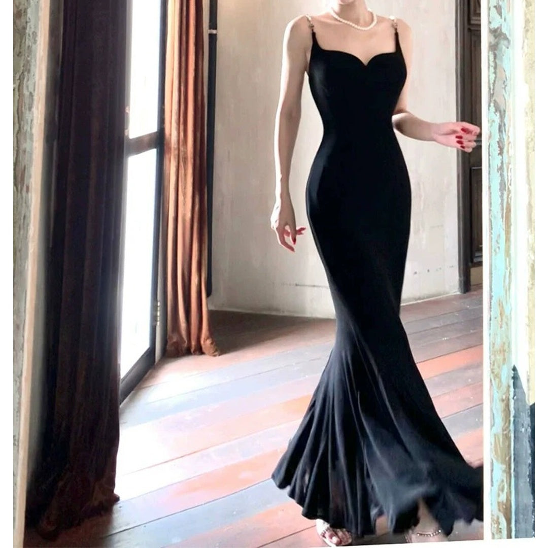 Lotus Mermaid Knitted Spaghetti Strap Gown Dress