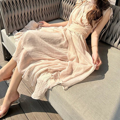 French Waist Figure-Flattering Long Gown Dress