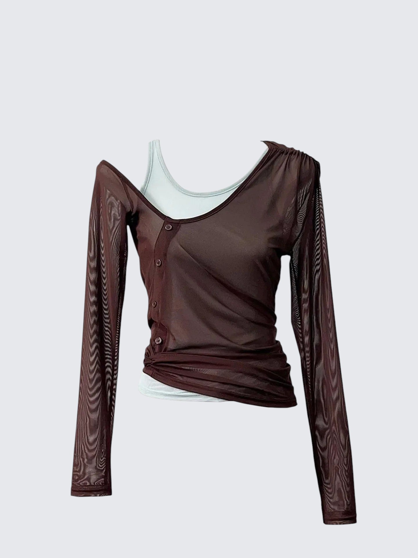 Mesh Layered Cutout Long Sleeve Tee Women