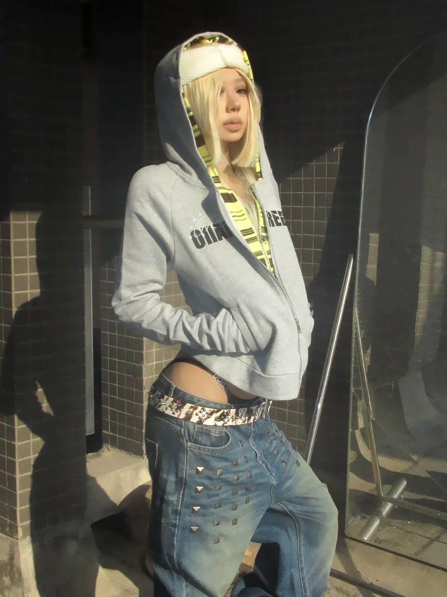 Retro Colorblock Hoodie Cardigan