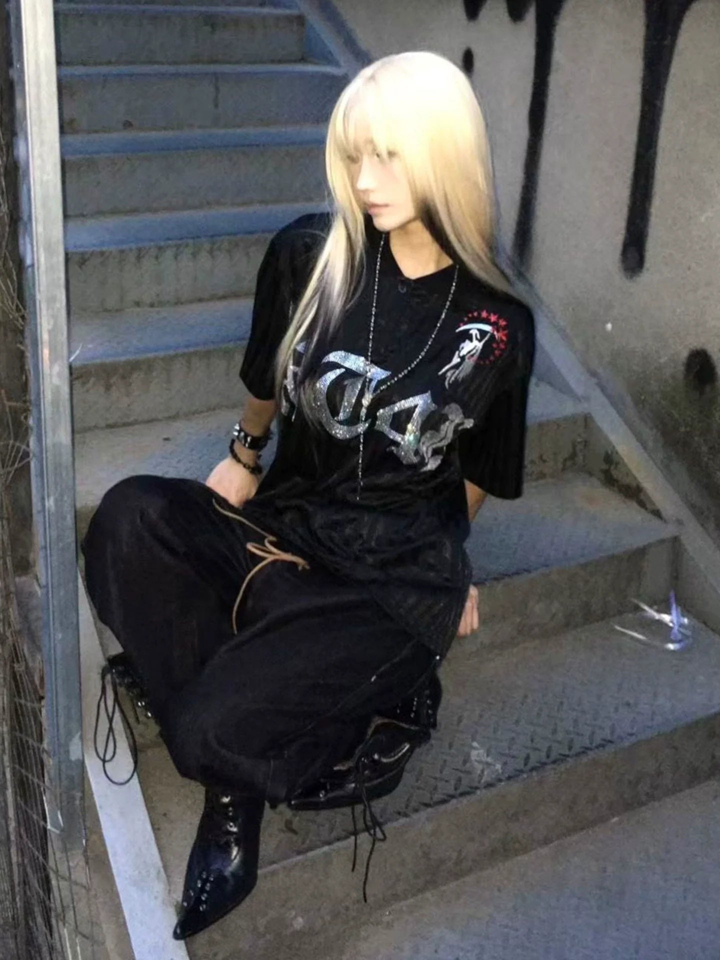 Y2K Death Embroidered Polo Shirt for Summer