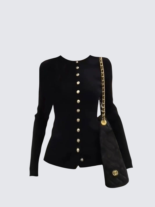 Metal Button Cardigan Women