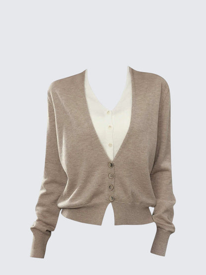 Relaxed Layered V Neck Cardigan