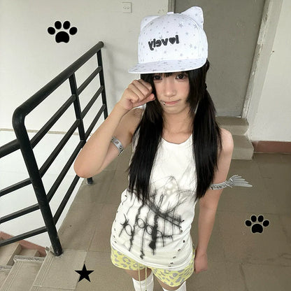 Y2K White Sleeveless Cami Top for Summer