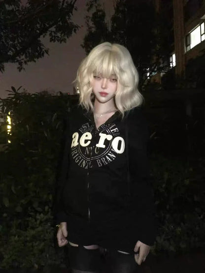 Black Subculture Punk Rock Gothic Y2K E-girl Retro Autumn/Winter Niche Jacket