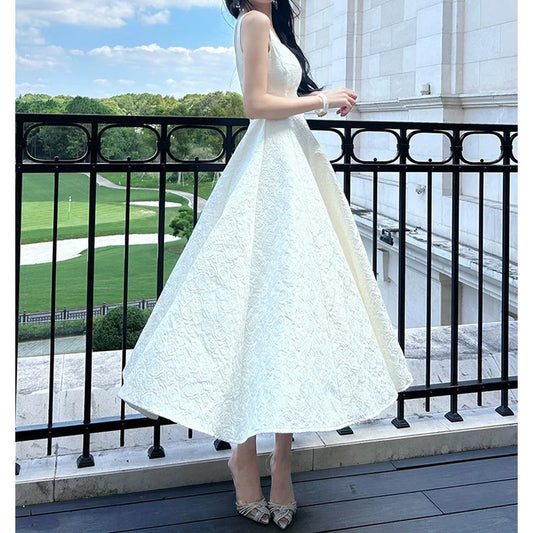 French Luxury Spaghetti Birthday Gown Dress – Embroidered Party Dress