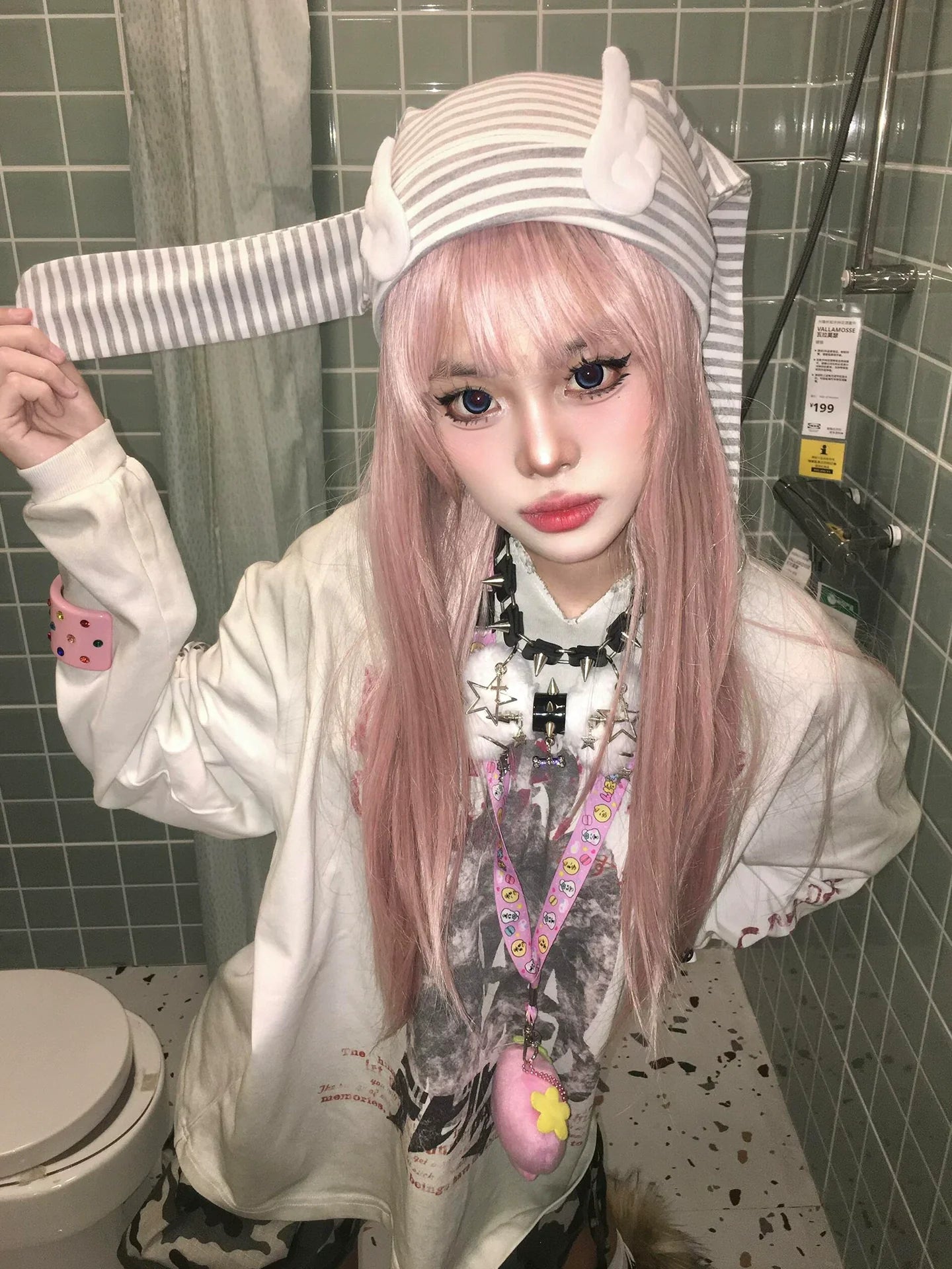 V Neck Distressed Long Sleeve T Shirt Y2K Visual Kei Top