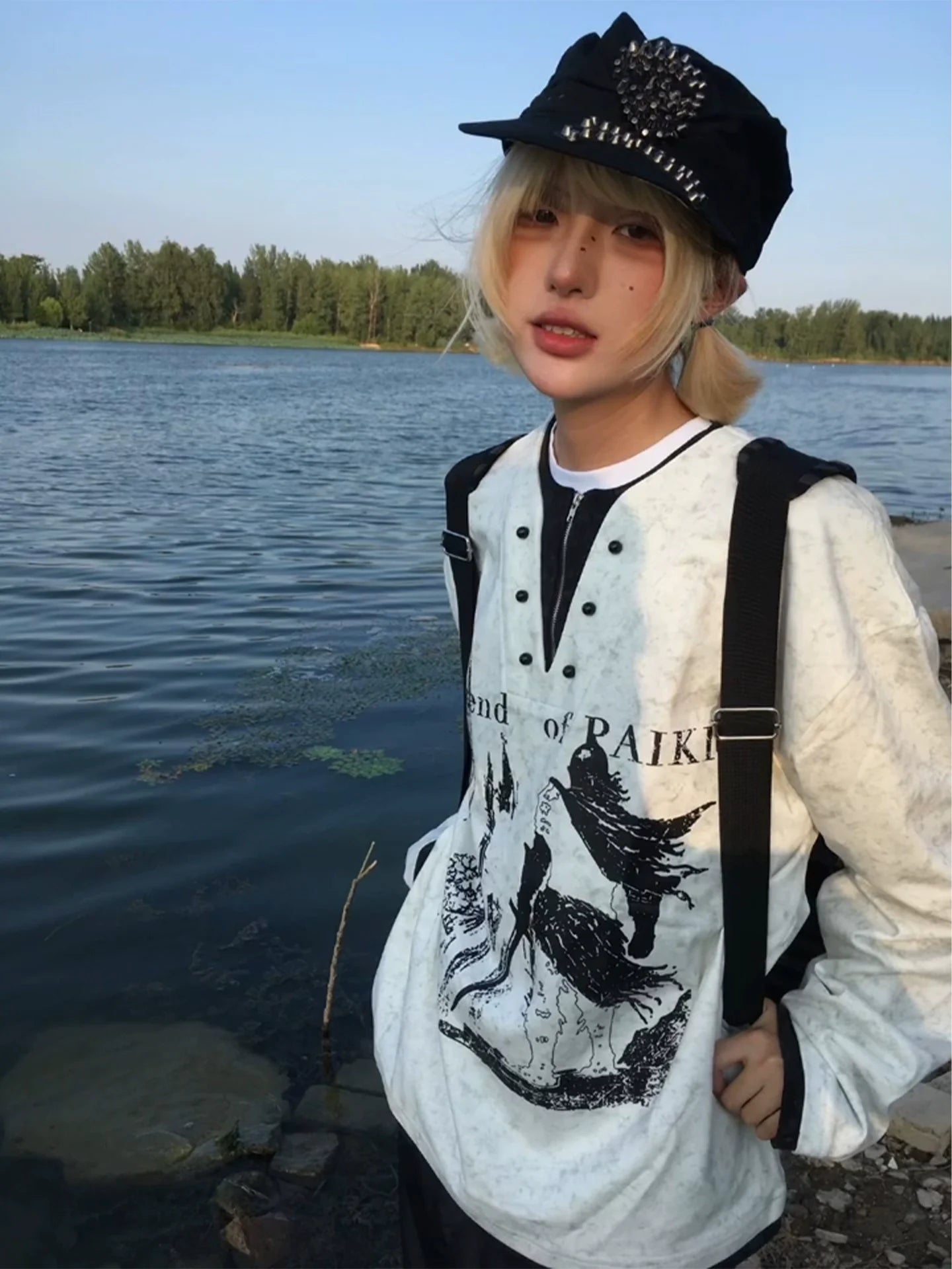 Y2K Knight Castle Fake Two Piece Hoodie