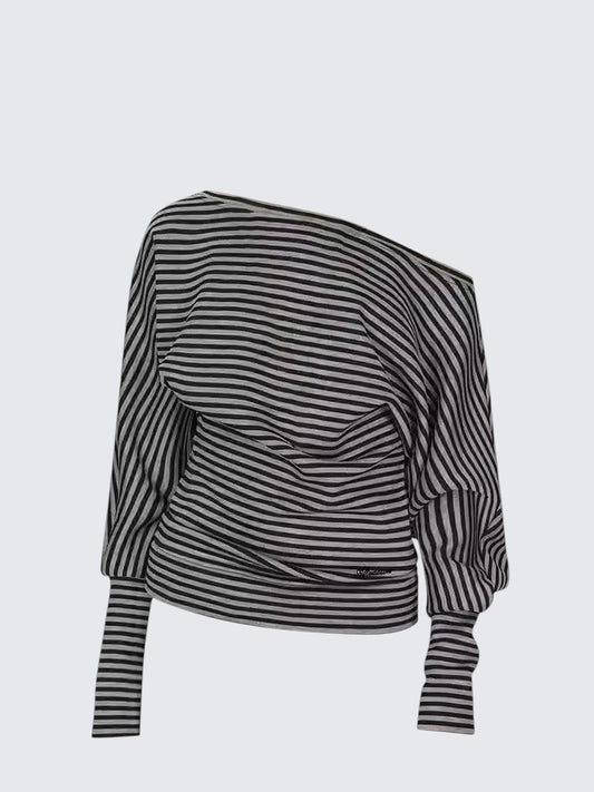 Vintage American Stripe Asymmetrical Tee