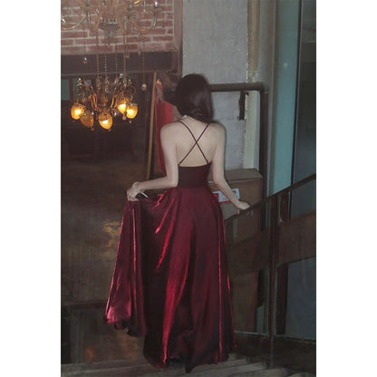 Red Fishtail Waist Gown Prom Dress