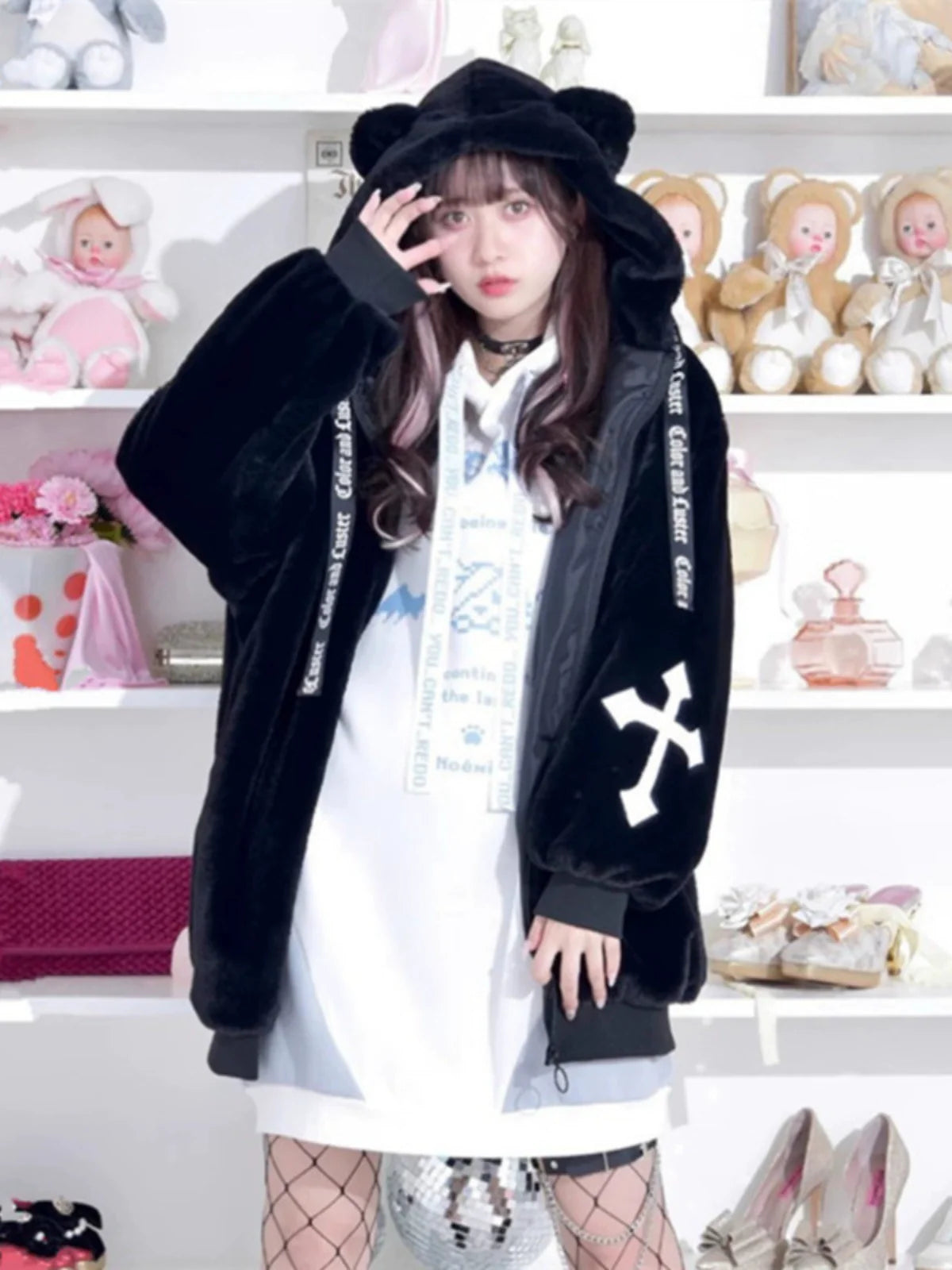 Teddy Ear Hoodie Faux Fur Coat