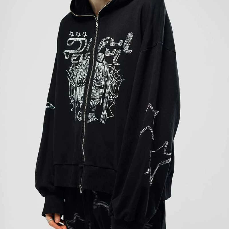 Y2K Punk Anime Rhinestone Hoodie