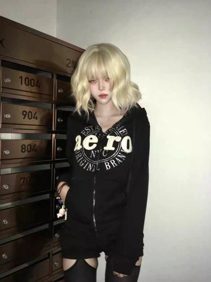 Black Subculture Punk Rock Gothic Y2K E-girl Retro Autumn/Winter Niche Jacket