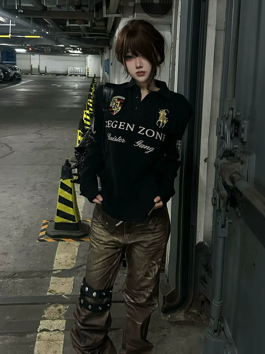 American Black Gold Embroidered Tee