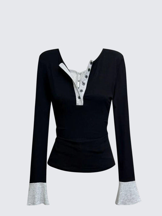 Lace Layered Henley Tee Women