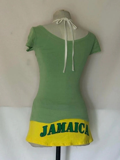 Vintage Green Fake Two-Piece Y2K T-Shirt