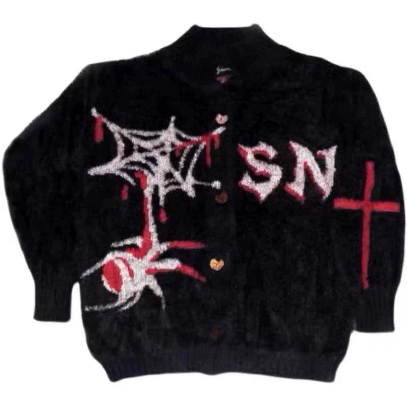 Y2K Punk Harajuku Faux Mink SN Sweater Cardigan