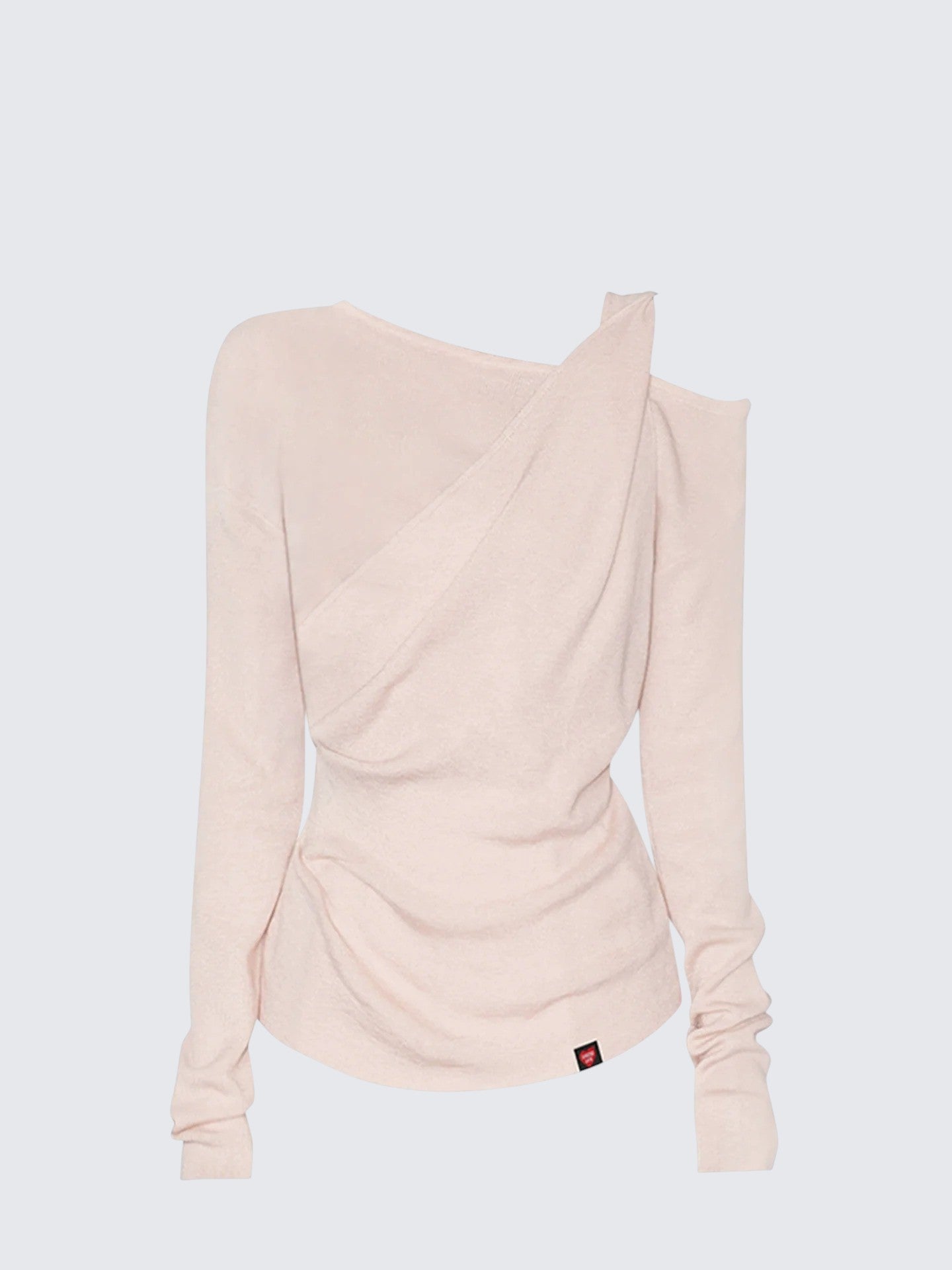 Korean Aesthetic Pink Asymmetric Ruffle Top