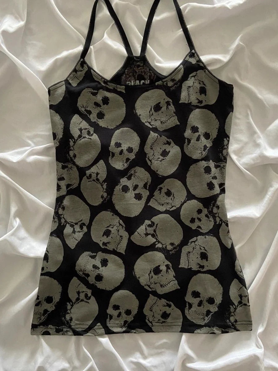 Skull Print Punk Retro Y2K Tank Top
