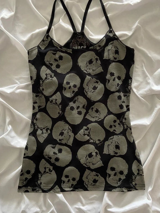 Skull Print Punk Retro Y2K Tank Top