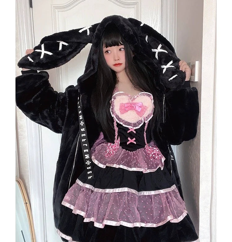 Cute Bunny Ear Plush Coat