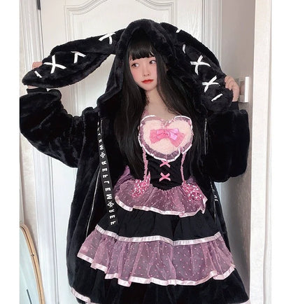 Cute Bunny Ear Plush Coat