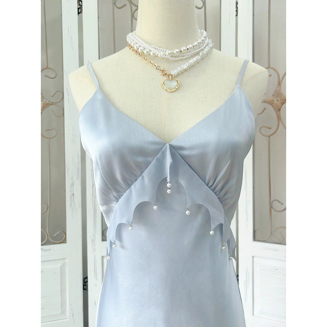 Mermaid French Satin Luxury Spaghetti Strap Gown Dress – Resort and Party Dress