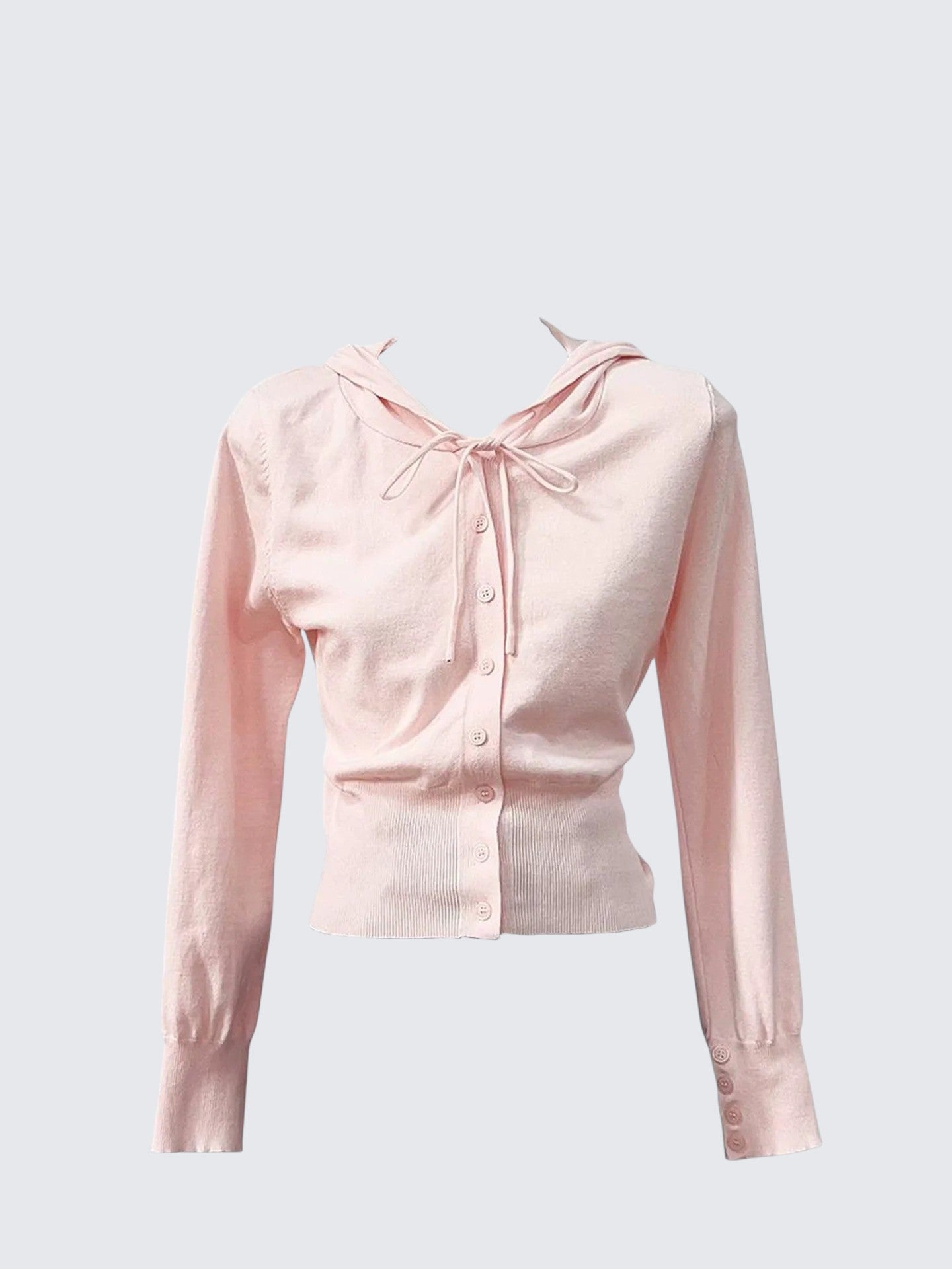 Pink V Neck Hoodie Cardigan Women