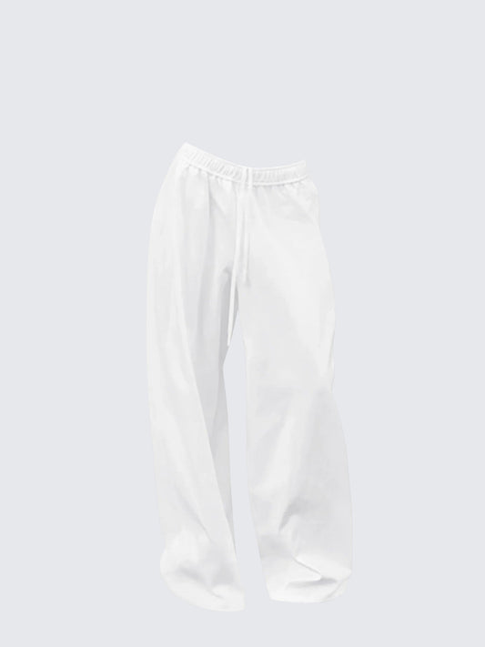 Casual White Wide Leg Sweatpants