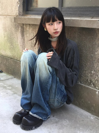 Cleanfit Henley Long Sleeve Tee Early Autumn Loose Comfortable Base Top