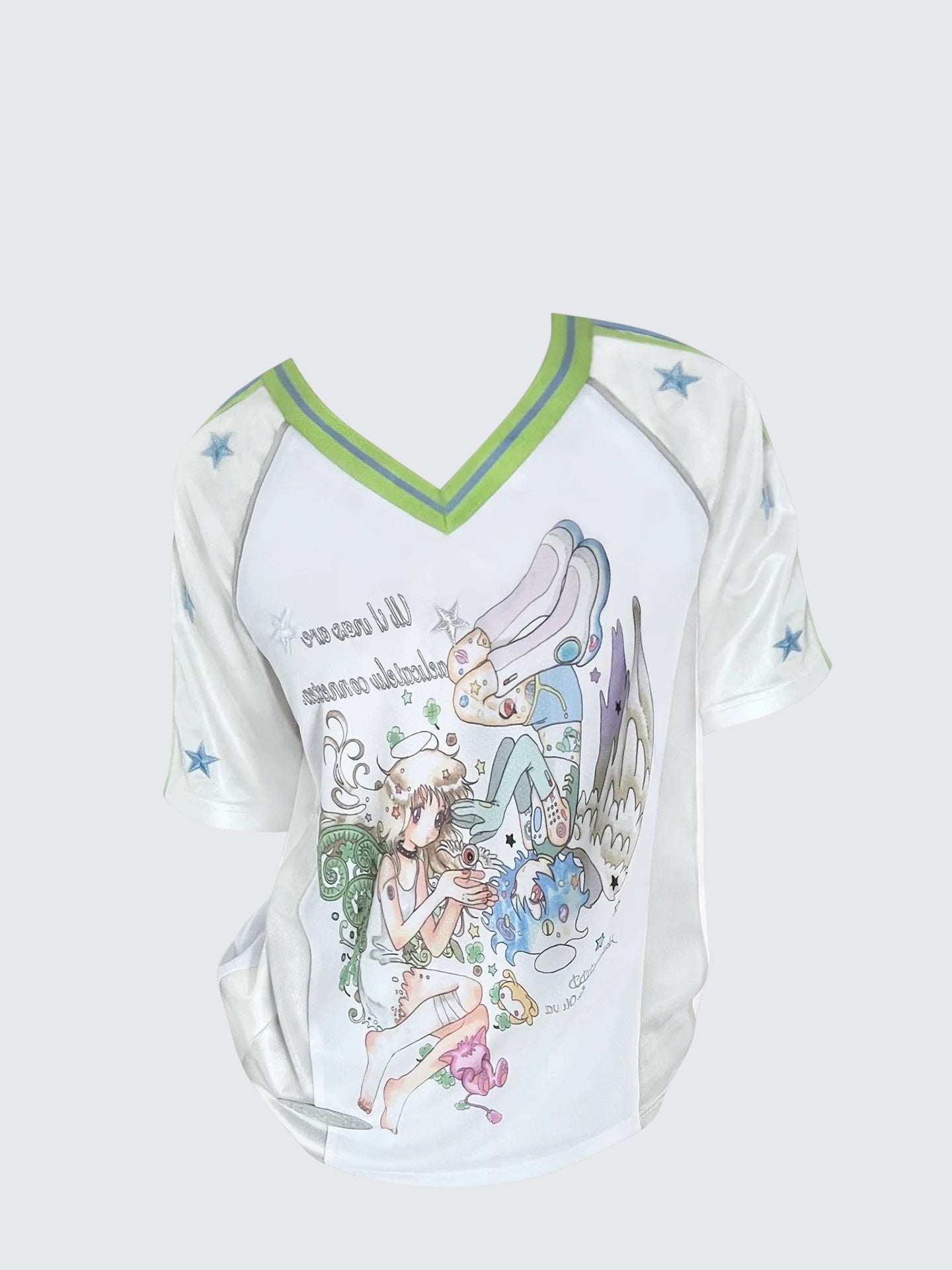 Y2K Star Raglan V-Neck Tee