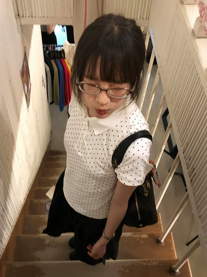 Vintage Polka Polo Top for Summer