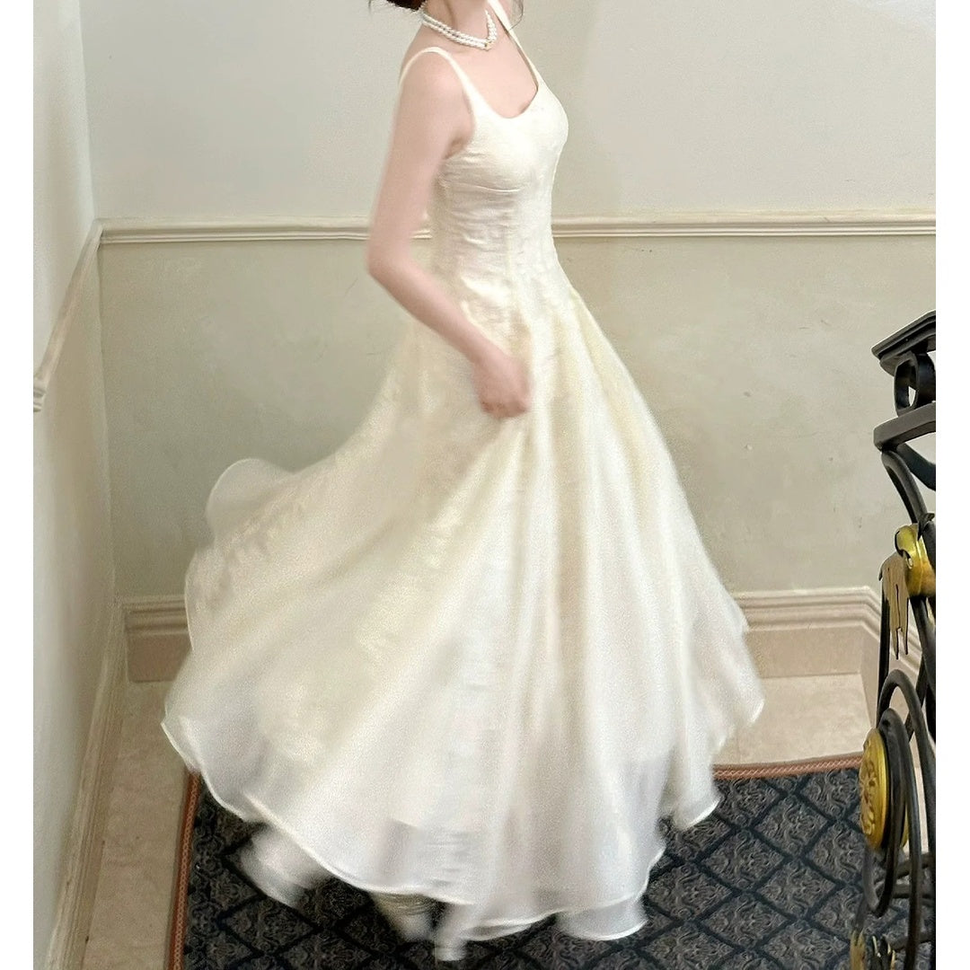 French Luxury Tulle Square Neck Gown Dress