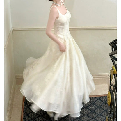 French Luxury Tulle Square Neck Gown Dress