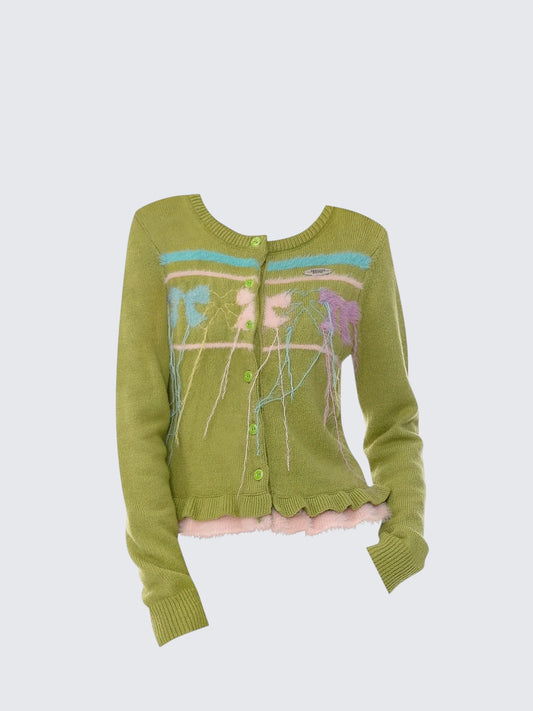 Vintage Bow Tie Knit Cardigan