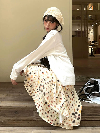 Subculture White Printed Long Sleeve Tee Boxy Cropped Vintage Top